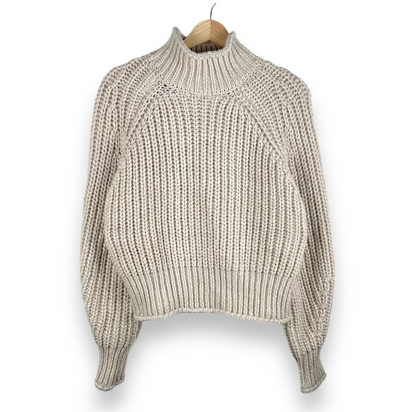 H&M Sweaters - H&M Cream Chunky Knit Cropped Turtleneck Sweater Size S